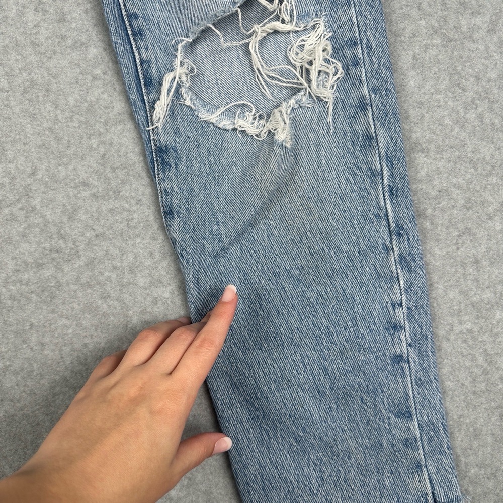 Garage Denim Mom Jeans Womens 00 Distressed Ripped Mid Rise Blue Denim Casual - Picture 2 of 14